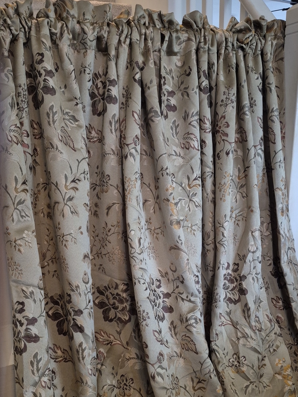 Two Classic Floral Jacquard Curtain Panels 52x84 (104x84)